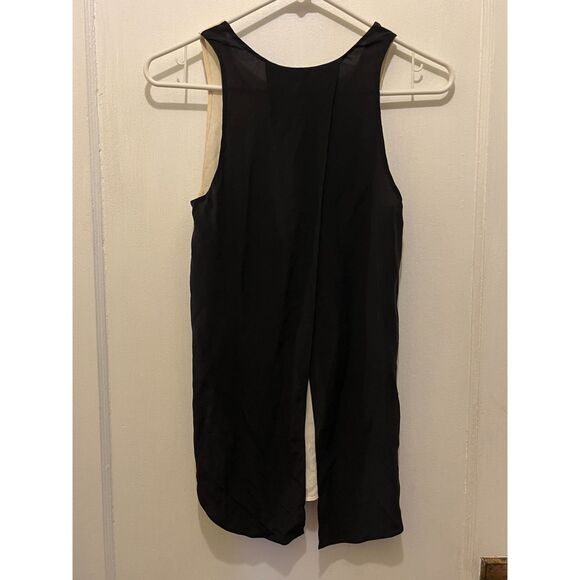 Aritzia Wilfred White Black Silk Split Back Tank Top Shirt Women's Size XXS - Picture 7 of 10